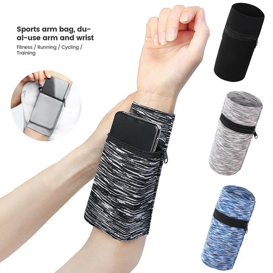 Lightweight Zipper Running Wrist Wallet Pouch - Ideal for Phone, Key, and Card Storage - Sweatband Gym Fitness Sports Cycling Arm Bag