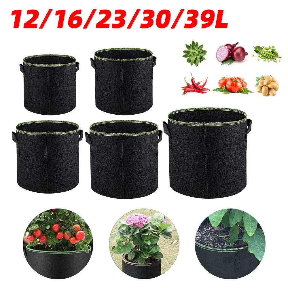 Thickened Non-Woven Grow Bags: 1/3Pcs Vegetable/Flower/Plant Bags - Aeration Fabric Pots with Handles, 3/4/5/7/10 Gallon Sizes