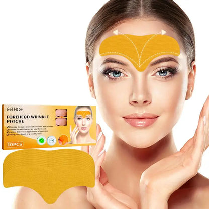 10pcs Anti-Wrinkle Forehead Gel Patches - Firming Mask for Frown Lines, Face Skin Care Stickers with Collagen, Natural Anti-Aging Solution