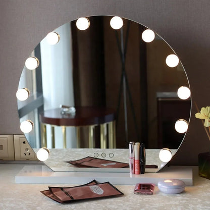 Hollywood Makeup Mirror with LED Bulbs – Desktop Vanity Mirror for Professional Makeup, Available in 4, 6, or 10 Bulbs