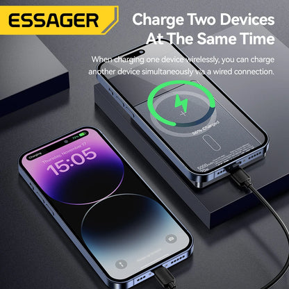 Essager Thin Wireless Power Bank – Magnetic 20W, 5000mAh, Portable Fast Charging External Battery for MagSafe, iPhone 15/14/13/12