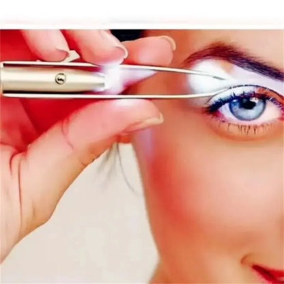 Portable Stainless Steel Eyebrow Hair Removal Tweezer - Smart Design with LED Light Makeup Tool