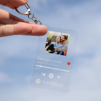 Personalized Clear Acrylic Spotify Keychain – Custom Scan Code for Music, Song, Singer Name and Album Cover, Perfect Gift for Men and Women