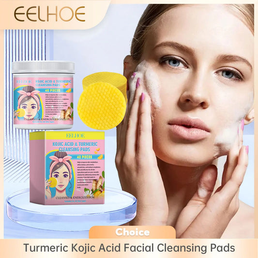 EELHOE Turmeric and Kojic Acid Facial Cleansing Pads - Exfoliating Daily Skin Care for Pores, Dirt Removal, and Moisturizing