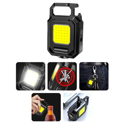 XPE Pocket Work Light - 1000LM COB LED Mini Keychain Flashlight, USB Rechargeable, Waterproof for Outdoor Camping and Hiking