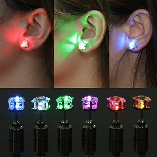 1 Pair LED Light Square Stud Earrings - Unique Christmas & Halloween Party Accessories