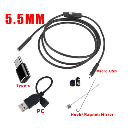 Flexible Waterproof Mini Industrial Endoscope Camera: MM Class, Adjustable for Mobile Phones