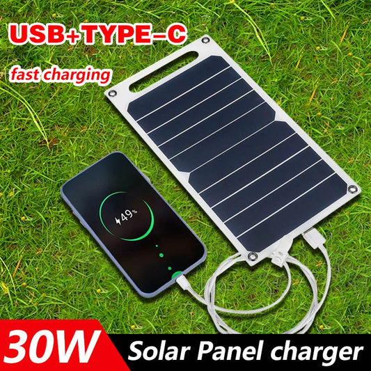 New 30W Solar Panel - Factory Direct Sales Solar Mobile Phone Power Bank - Portable Power Supply for Car, Yacht, RV