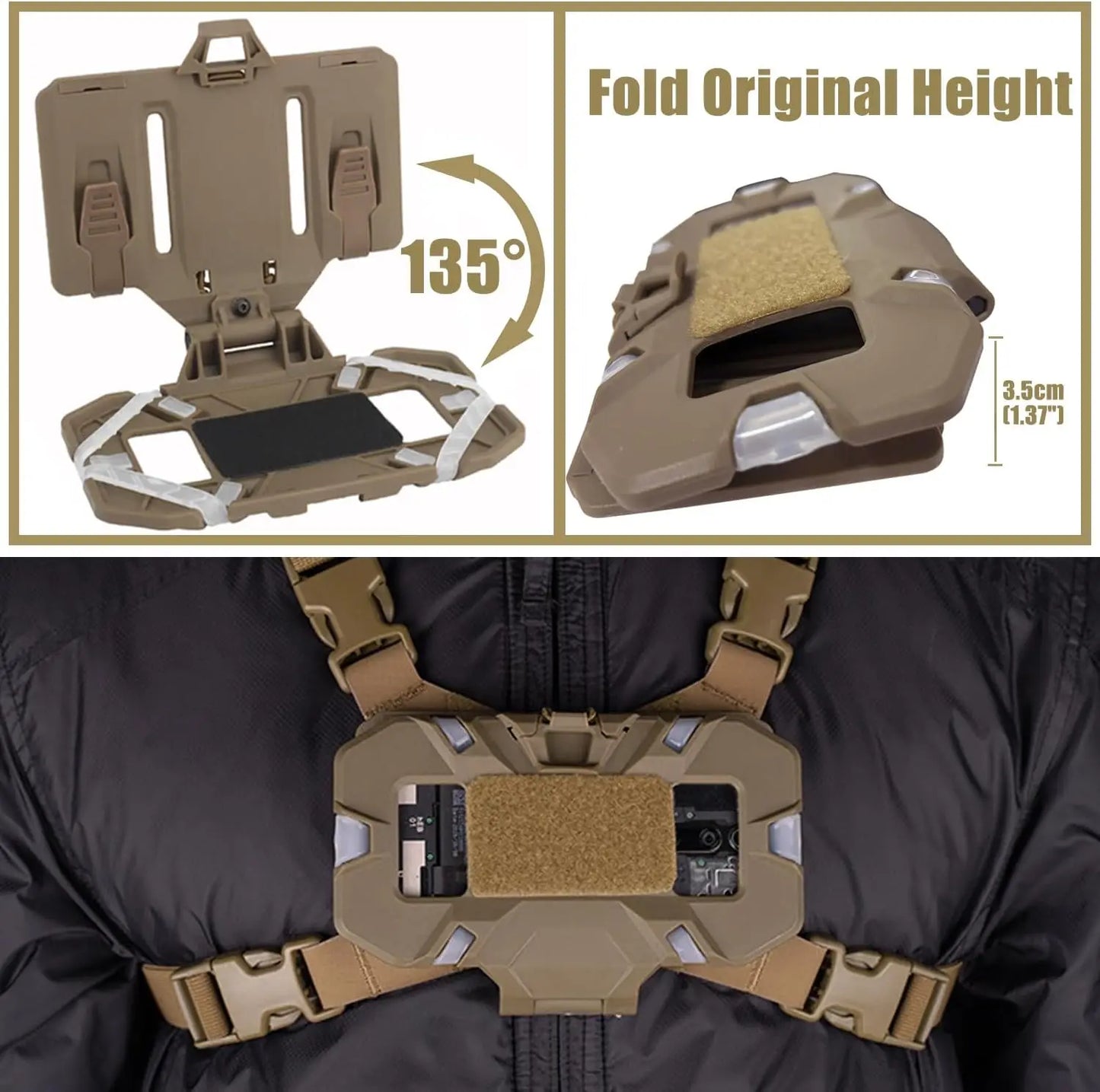 NEW Tactical Vest Phone Holder - Foldable Molle Carrier Board for 4.7" to 6.7" Screen Cell Phones