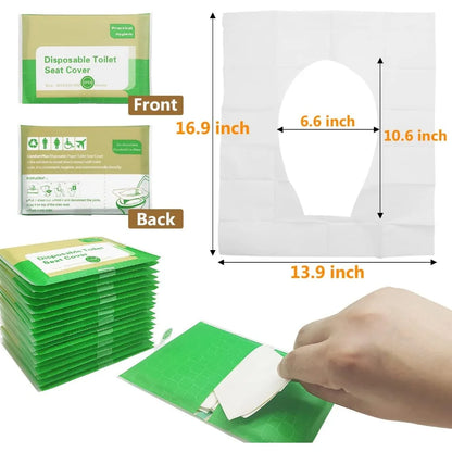 Disposable Toilet Seat Covers: Pack of 50/30/10 - Portable, Waterproof, Biodegradable Bathroom Mats for Travel, Camping, Hotel