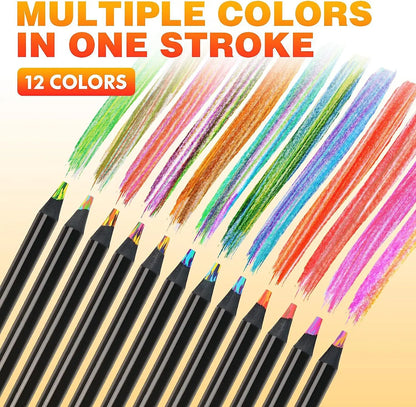 Rainbow Color Pencils for Kids – 10-Piece Set with Concentric Gradient Crayons, 7 Vibrant Colors for Art , Painting and Drawing