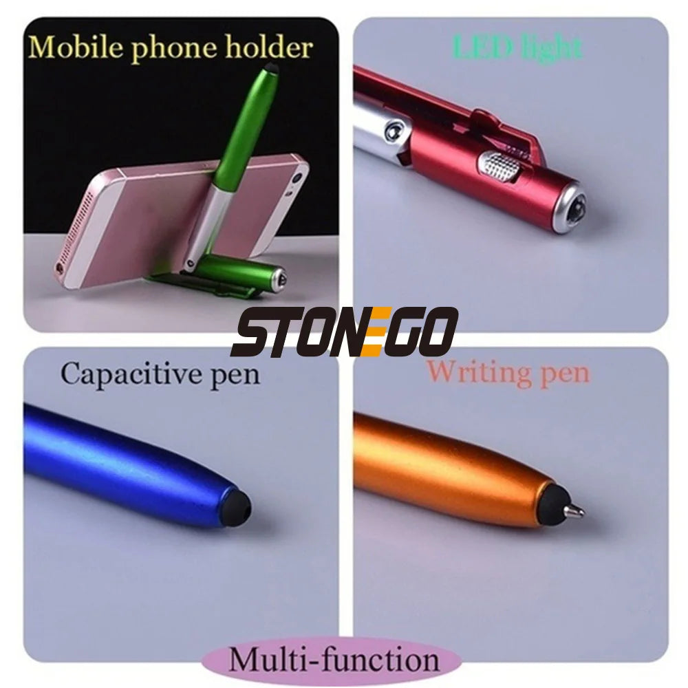 STONEGO 4-in-1 Multifunction Foldable Pen Stylus with Flashlight & Support - Ideal for Tablet and Cellphone