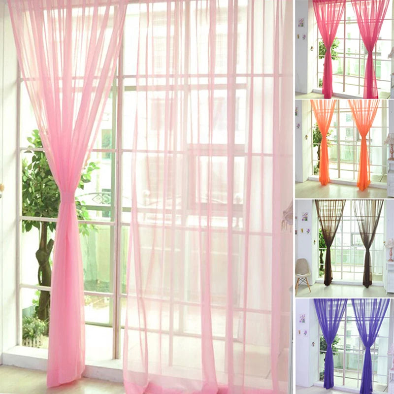 Transparent Window Gauze Curtains – Solid Color Wedding Glass Household Products in Light Luxury Style – Easy to Install