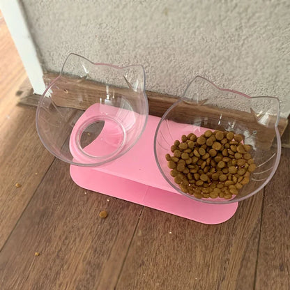 Non-Slip Double Cat and Dog Bowl with Stand – Pet Feeding Bowl for Cats and Dogs, Food and Water Feeder