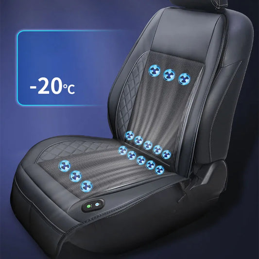 DC 12V 3D Spacer Car Summer Cool Air Seat Cushion | Fast Blowing Ventilation | 8Fan/16Fan | Refrigerated Cooling Pad