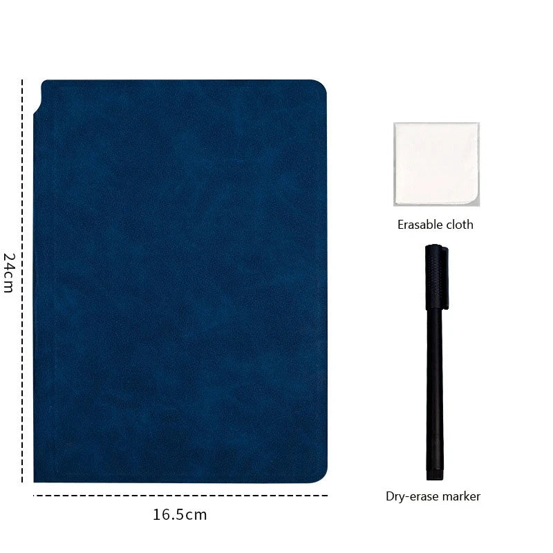 Stay Organized Anywhere: A5 Reusable Whiteboard Notebook - Leather Memo with Free Whiteboard Pen, Erasing Cloth, Weekly Planner, Stylish Office Notebooks