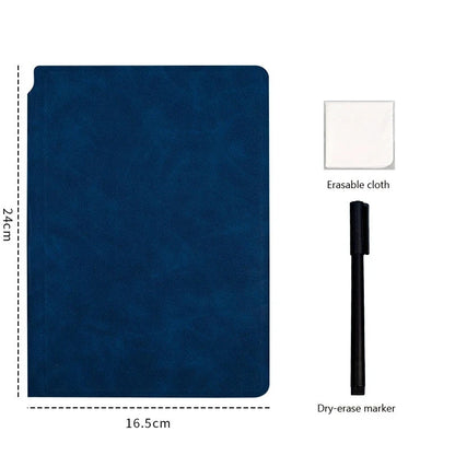 Stay Organized Anywhere: A5 Reusable Whiteboard Notebook - Leather Memo with Free Whiteboard Pen, Erasing Cloth, Weekly Planner, Stylish Office Notebooks