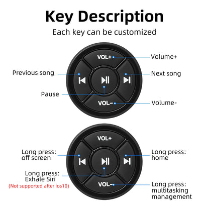 Wireless Media Bluetooth Button Remote Controller: Car/Motorcycle/Bike Steering Wheel MP3 Music Player for IOS/Android Phone/Tablet