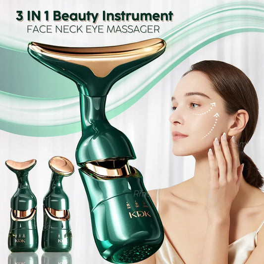 3 in 1 Facial Lifting Device - Neck, Eye, and Face Massage for Slimming and Skin Tightening - Wrinkle Reduction and Anti-Aging Face Massager