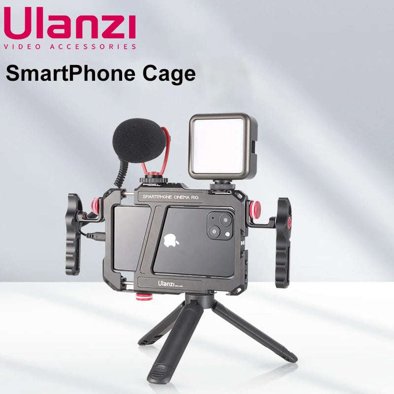 Ulanzi Lino Universal Smartphone Cage Protective Case with Side Handle Rig - Compatible with iPhone 15, 14, 13, Samsung, Huawei, Xiaomi, OPPO