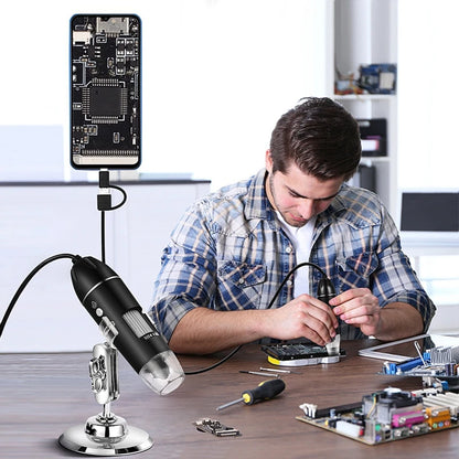 1600X 3-in-1 Digital Microscope Camera – Portable Electronic Microscope with LED Magnifier & Type-C USB Charging