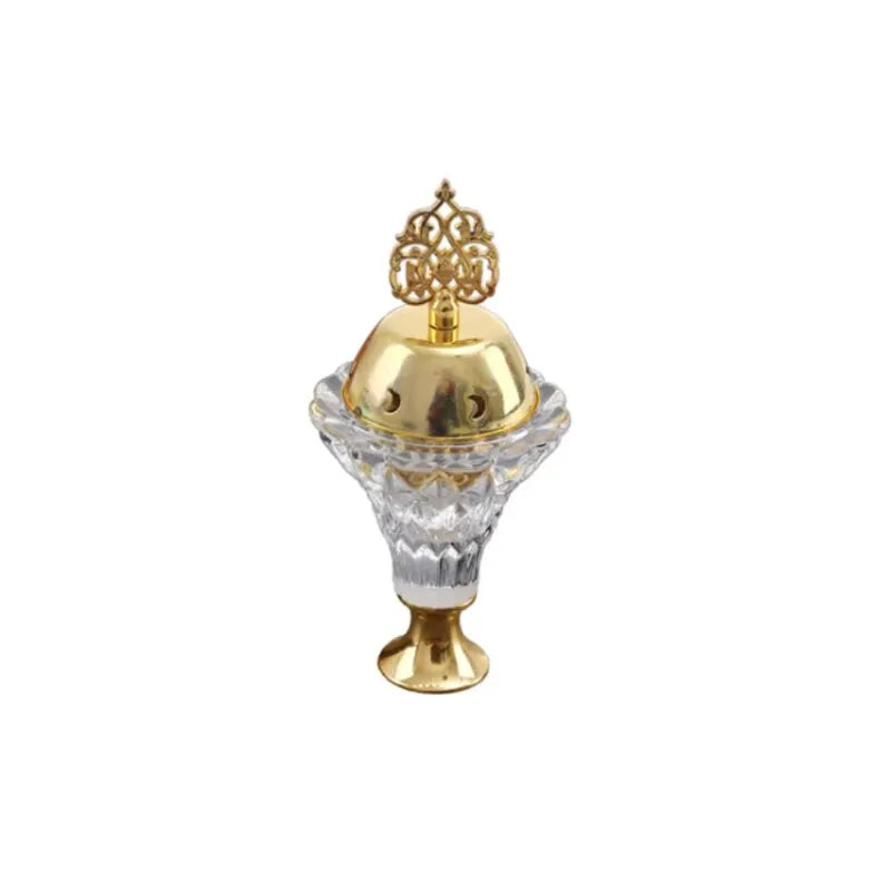 Artificial Crystal Incense Burner with Cover | Aromatherapy Diffuser Metal Crafts | Home Decoration Ornaments