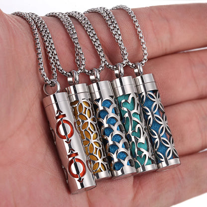 Stainless Steel Aromatherapy Necklace - Diffuser Pendant for Perfume & Essential Oils, Aroma Locket Pendant