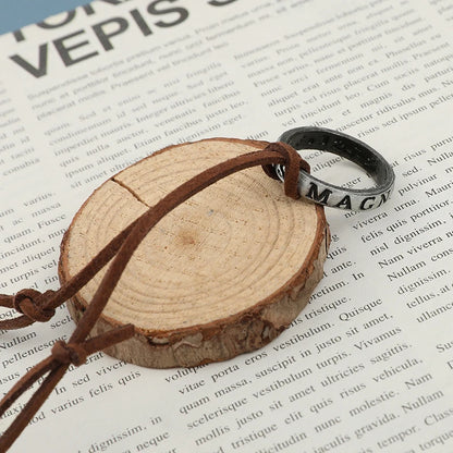 Uncharted 4 Nathan Drake Necklace - Vintage Leather Cord Pendant with Cosplay Ring, Movie Game Jewelry Prop