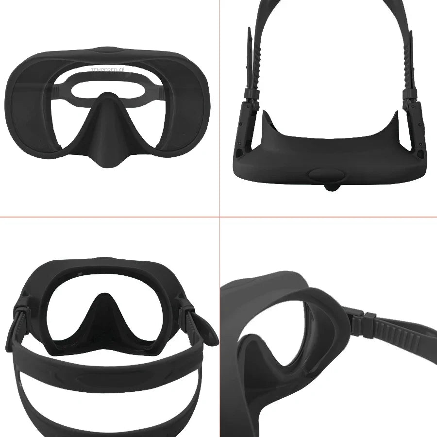 Anti-Fog Diving Facial Mirror - 180° Snorkeling Mask with Respiratory Tube for Deep Water Diving