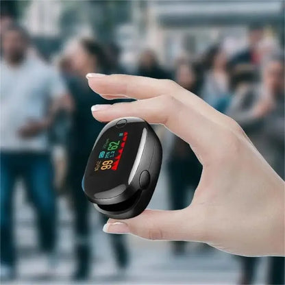 Portable Finger Clip Heart Rate Meter | Fingertip Oximeter with PI Value Monitor | Black Gem Pulse Oximeter for Monitoring Heart Rate