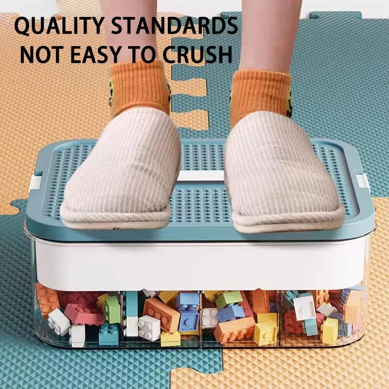Adjustable Transparent Building Block Storage Box: Small Particle LEGO Jigsaw Puzzle Organizer - Durable Toy Carrying Box for Easy Storage