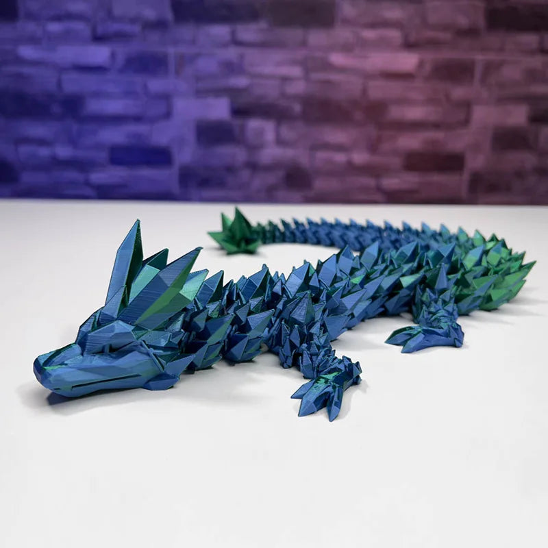 3D Printed Crystal Dragon Fidget Toy - Rotatable Articulated Figure in Radiant Colors, Available in 30/45/60CM