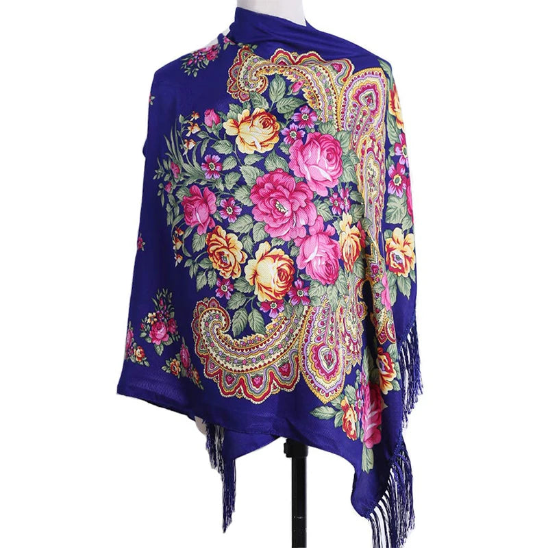 2024 Designer Print Shawls for Women - Winter Scarf Pashmina with Floral Design, Warm Hijab Wraps, Bufandas Foulard, Travel Stoles