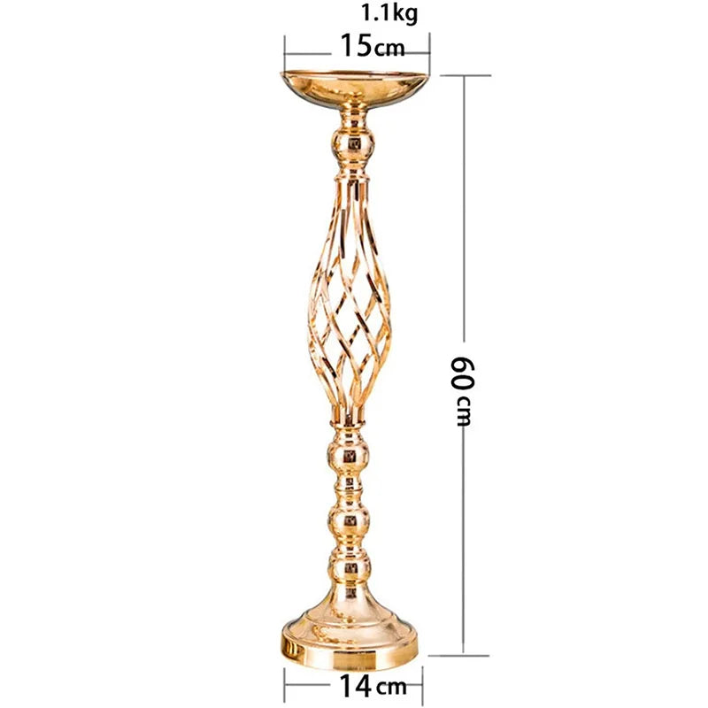 Golden Iron Art Table Candle Holder - Twisted Road Candlestick Vase for Wedding Flower Decorations and Props