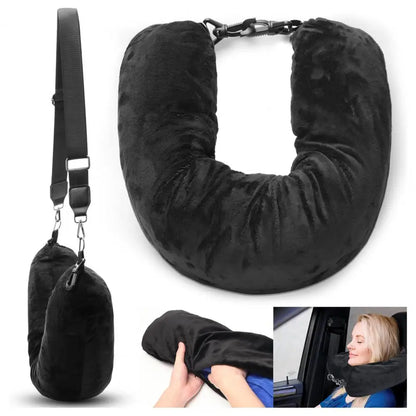 Self-Filling Travel Neck Pillow: Portable Stuffable Neck Pillow with Refillable Support Cushion - Ideal for Car and Travel