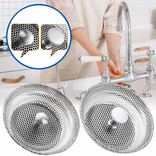 Stainless Steel Waste Plug Sink Strainer - Basin Drain Filter and Shower Floor Sewer Mesh Hair Catcher for Kitchen and Bathroom