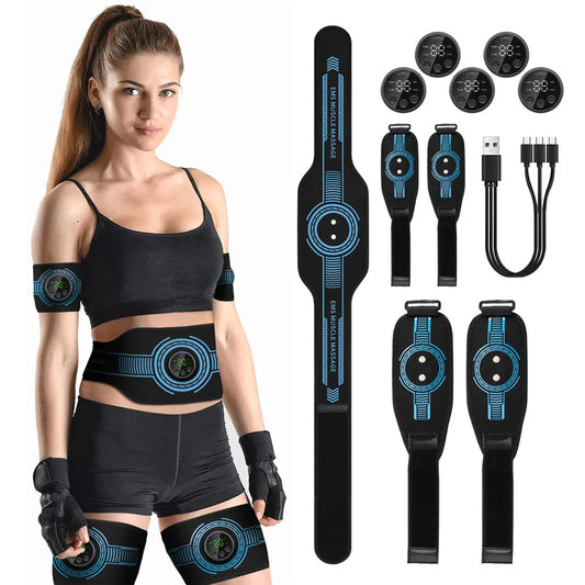 EMS Muscle Stimulator Abdominal Toning Belt - Abs Muscle Toner for Home Gym Fitness Training - Body Slimming for Belly, Waist, Arms, Legs - Weight Loss Aid