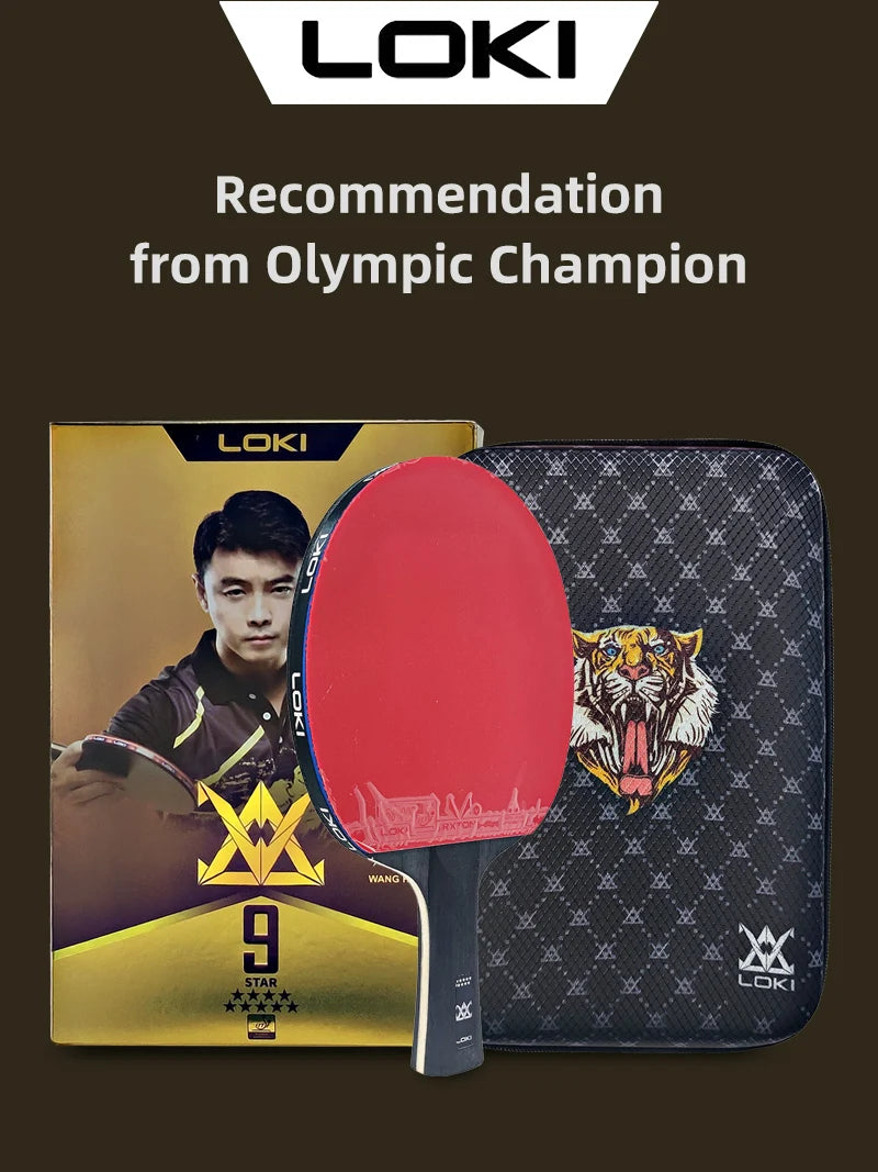 LOKI 9 Star Professional Table Tennis Racket - 5+2 Carbon Ping Pong Paddle with Sticky Rubbers, Ultra Offensive, Available in 6/7/8/9 Star Ratings