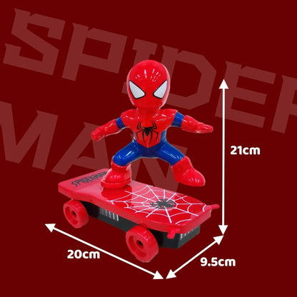 New Spiderman Automatic Flip Rotation Skateboard – Electric Music Stunt Car Toy with Acousto-Optic Lights | Christmas Anime Gift