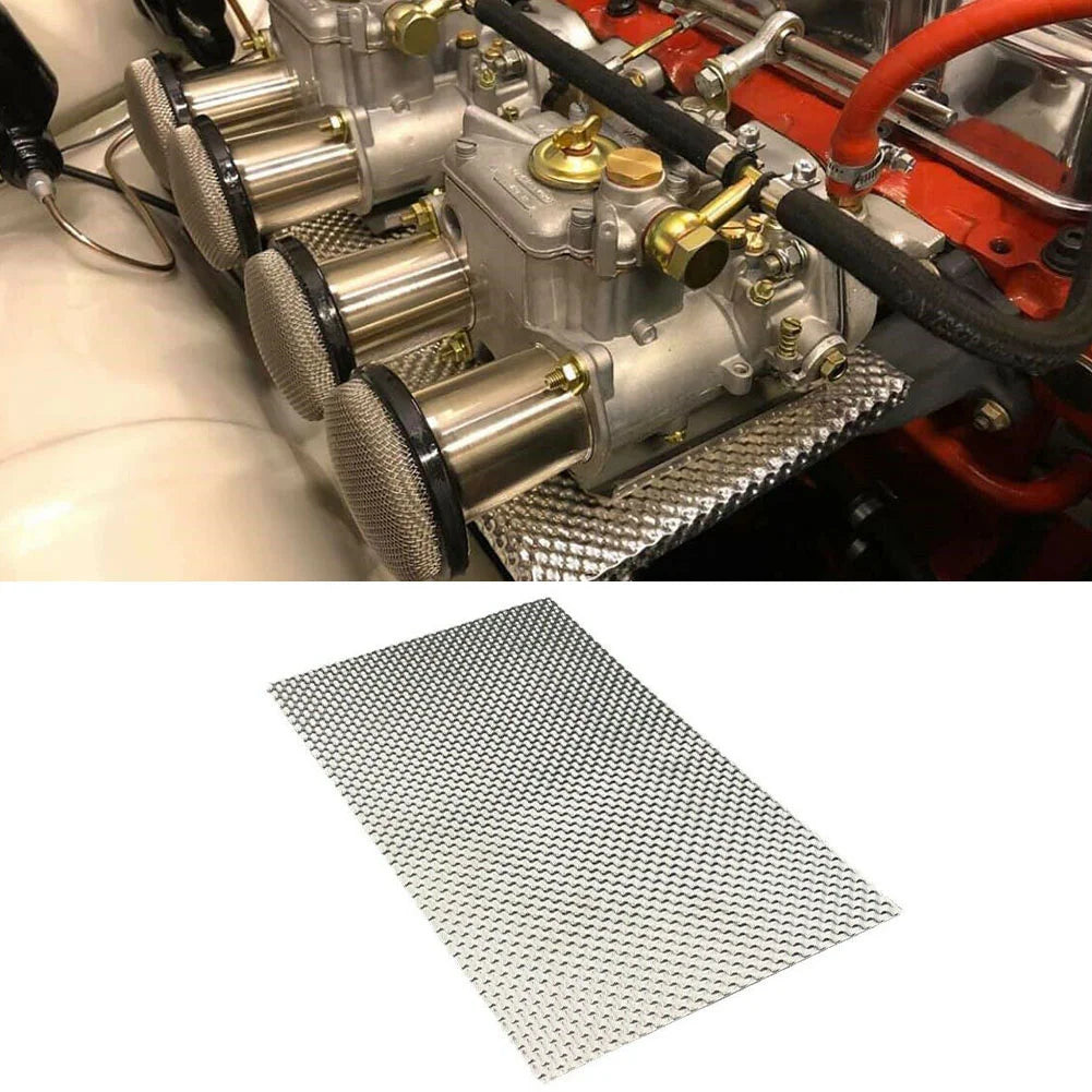 Embossed Aluminum Heat Shield: Firewal, Floor Pan, Fuel Tank Protection - Silver Turbo Manifold, 300X500mm - Ideal for Exhausts, Electrical