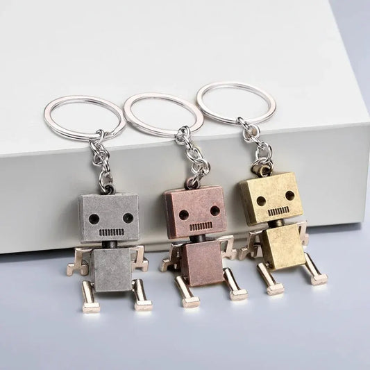 Creative Movable Robot Keychain - Retro Cartoon Pendant, Simple and Cute Design