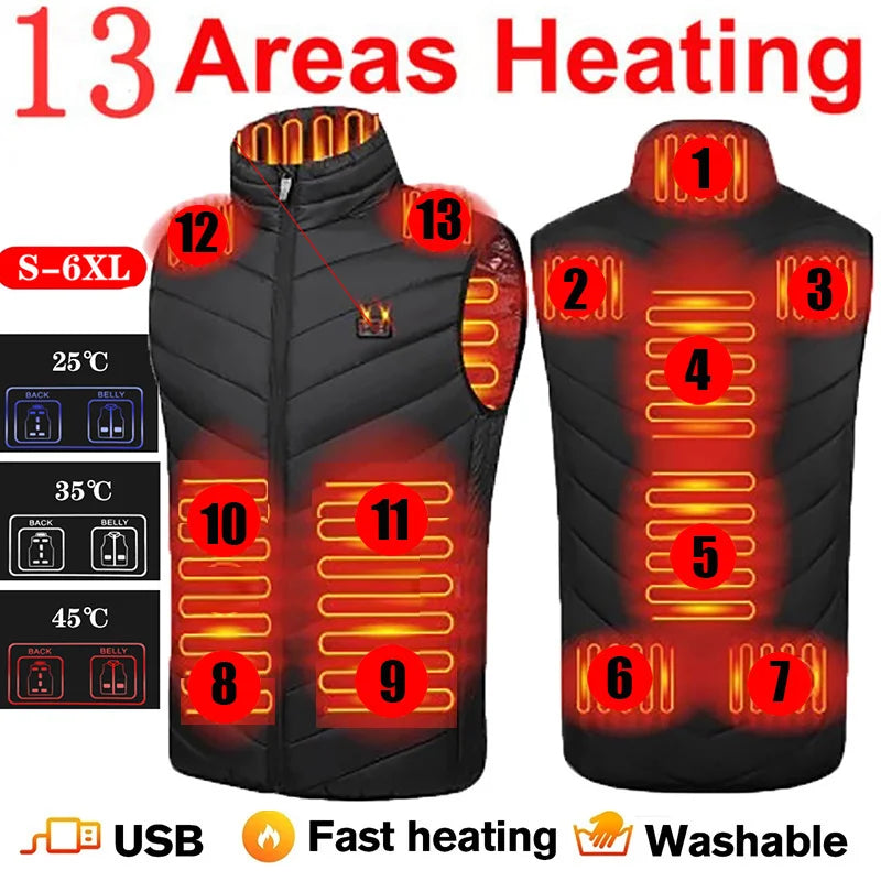 Electric Heated Vest for Men and Women - USB-Powered Down Jacket with Body Warmer - Adjustable Temperature Heating Clothing