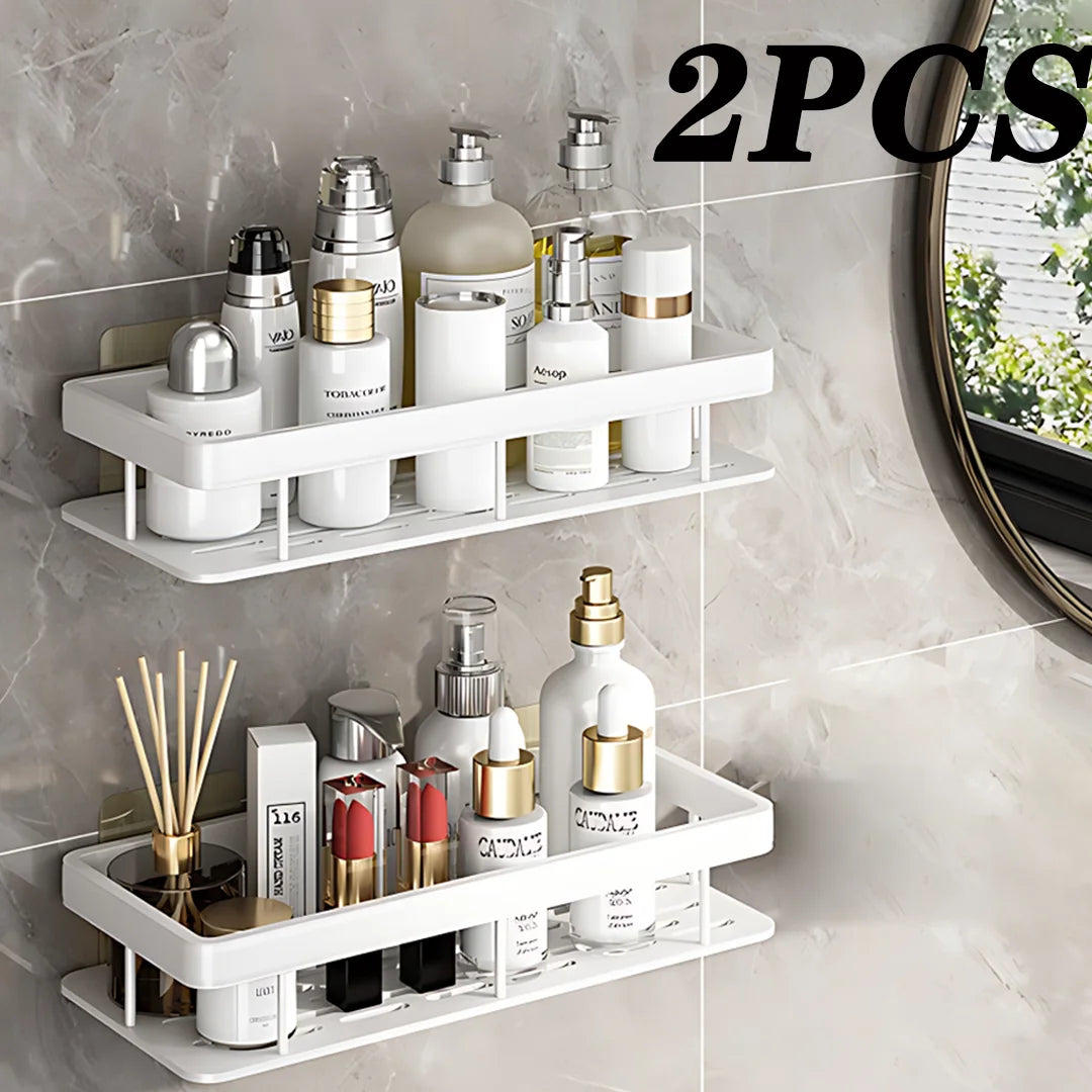 Aluminum Alloy Bathroom Shelf - No Drill Kitchen and Shower Storage Organizer for Shampoo and Bathroom Accessories