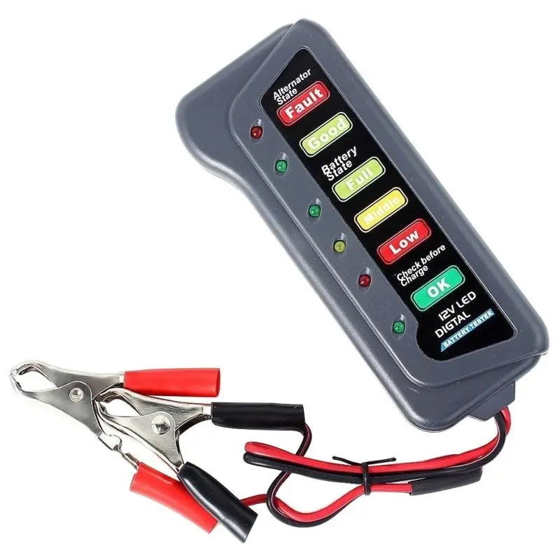 Automobile Battery Tester - ABS Display for Car and Motorcycle Batteries, Red Yellow Green Indicator, 12V Battery Level