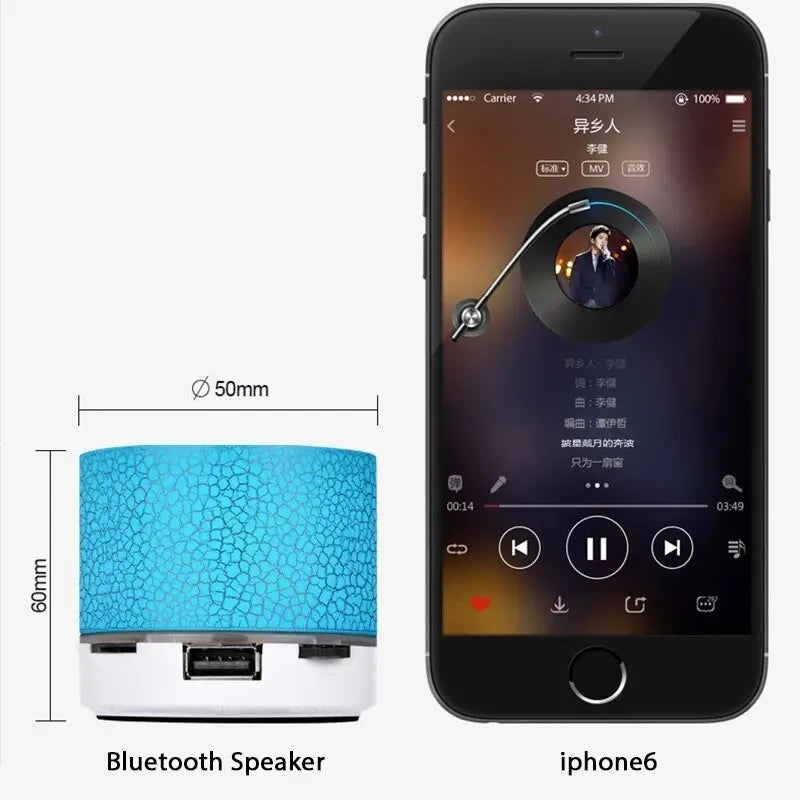 Bluetooth Mini Speaker - Wireless Speaker with Colorful LED, TF Card, USB Subwoofer, Portable MP3 Music Sound Column for PC Phone