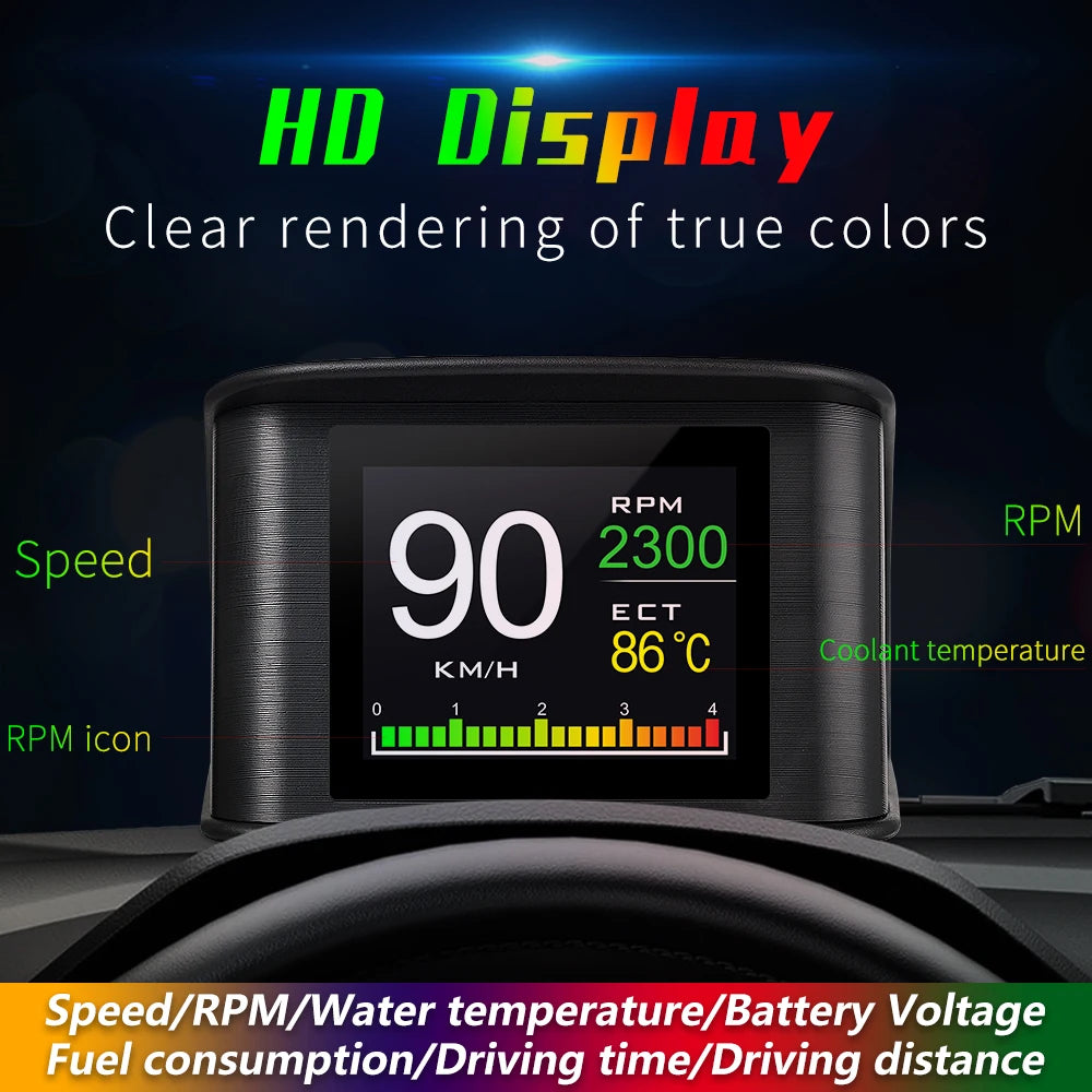 OBD HUD P10 Car Head Up Display: Digital Overspeed Alarm - Universal Auto Electronic Accessories for Smart Driving