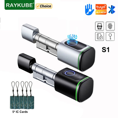 RAYKUBE S1 Tuya BLE TT Lock - Smart Electronic Door Lock with Fingerprint, APP, and IC Card Unlock