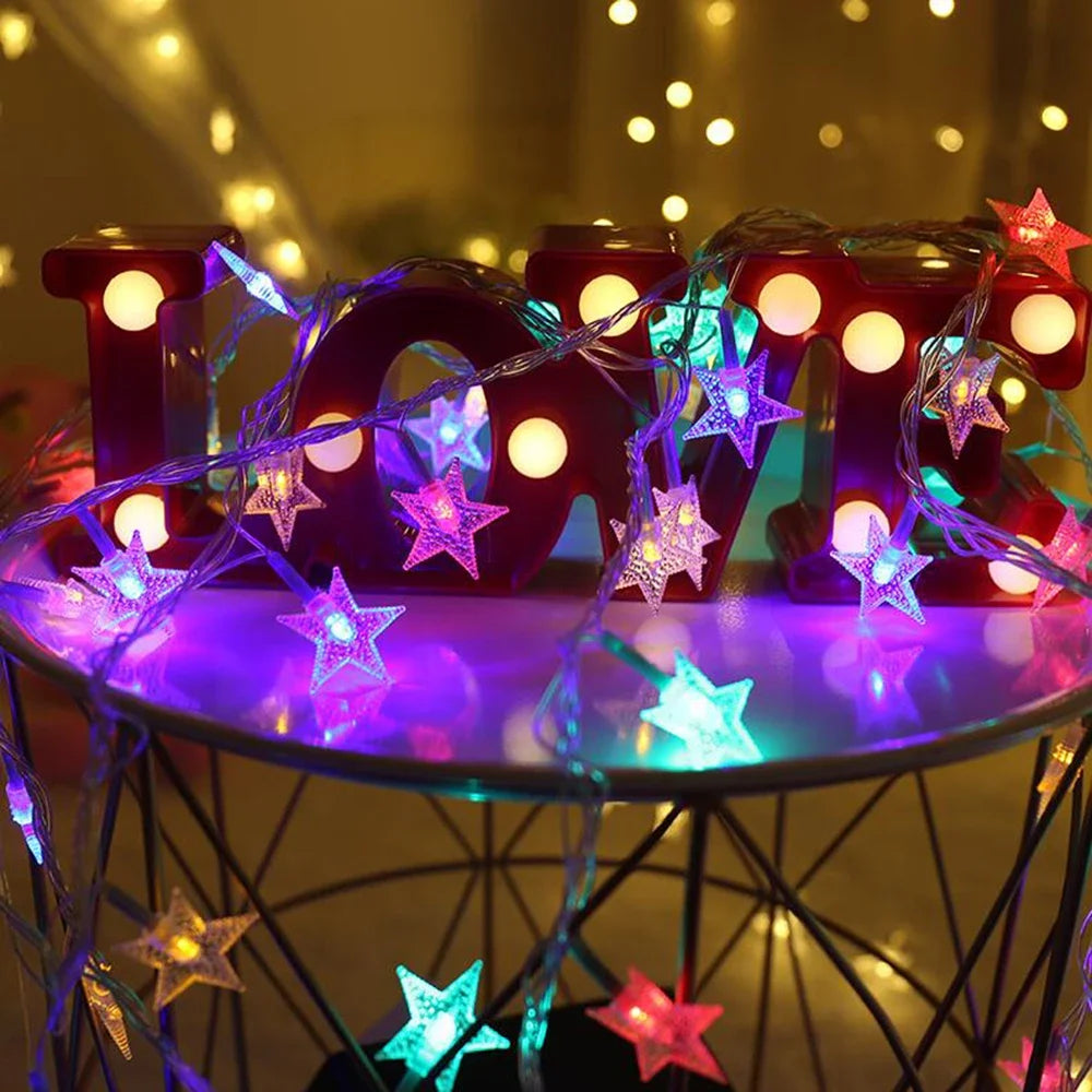 USB Battery-Powered Star String Lights – LED Fairy Lights for Christmas, New Year, Wedding, Party and Camping Decor