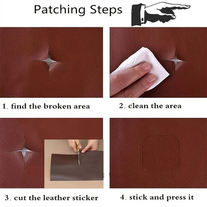 Self-Adhesive Leather Repair Patch - Sofa, Furniture, Chair, Seat, Bag, Shoe, Bed Fix - PU Artificial Leather Sticker - Easy Mend Solution