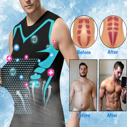 Men's Ionic Shaping Vest - Ice-Silk Slimming Body Shaper, Compression Tank Top with Tummy Control, Quick-Dry Fitness Shirt